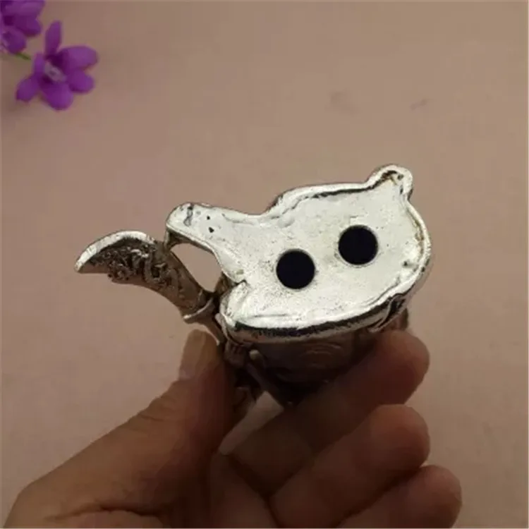

TIbet Buddhism Miao Silver Martial god of wealth Guan gong big knife Statue
