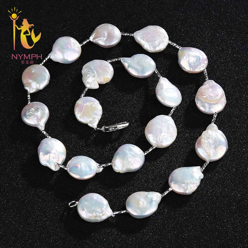 NYMPH Classsic Pearl Necklace Jewelry Natural Freshwater Baroque Bijoux Metal Chain Women Party Gift | Украшения и аксессуары