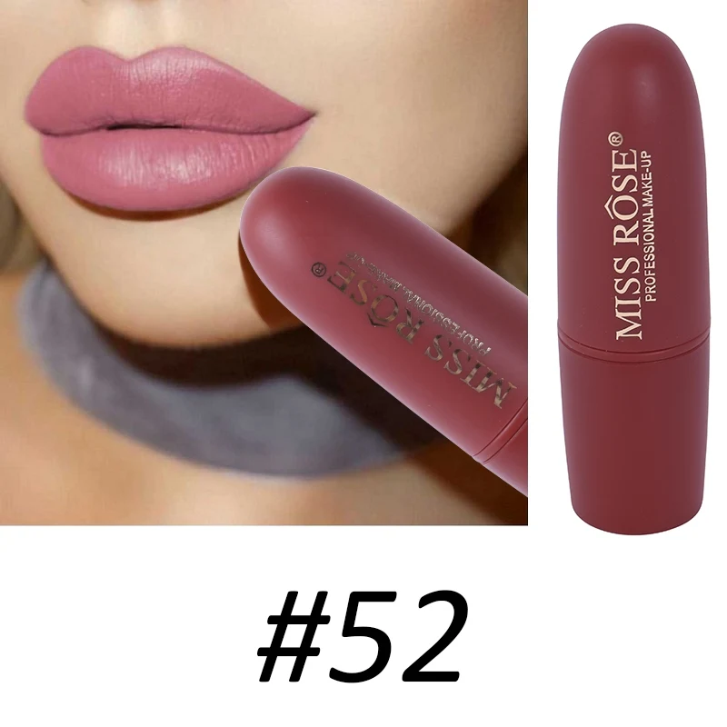 R52 Miss Rose, женская красная помада, 10 цветов, Wterproof, вампирский коричневый, красота, Детские губы, Batom, матовая помада, макияж, косметика, блеск для губ - Цвет: R52