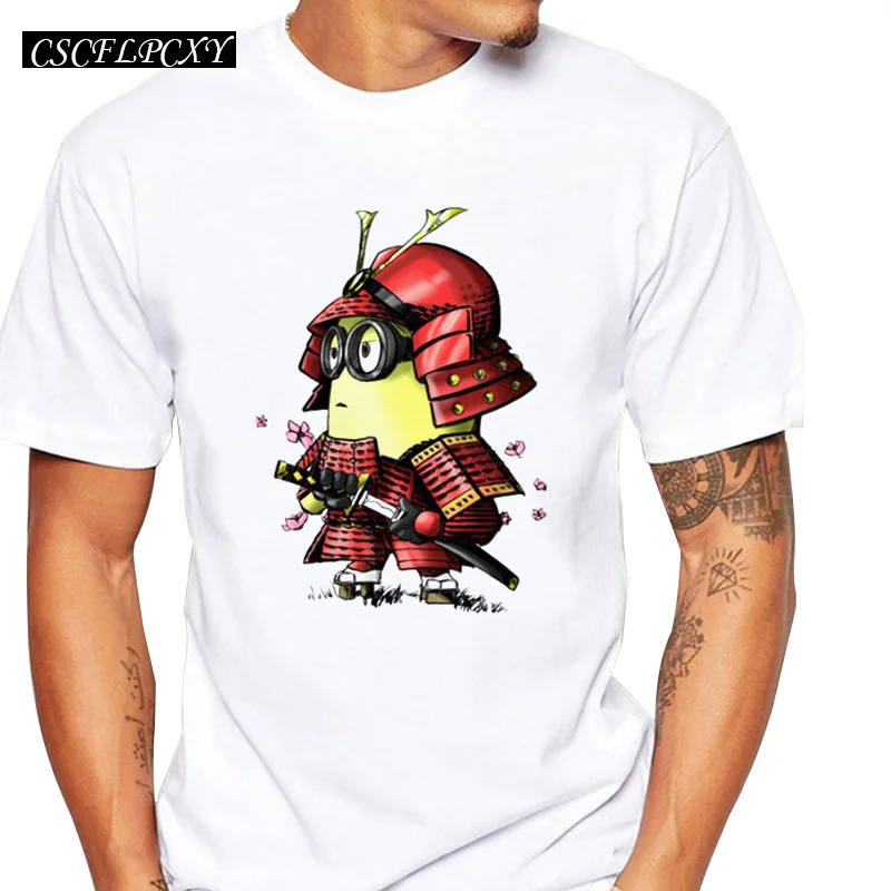 Asian Size Samurai Minion men t-shirt Soldier Minions cartoon printed funny hipster tee shirts short sleeve casual male topsF | Мужская