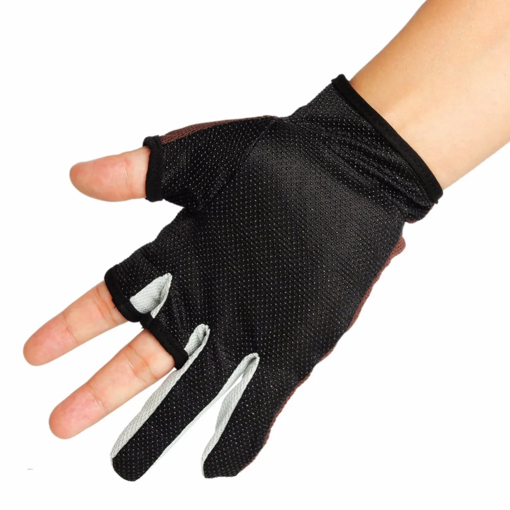 Анти скольжения половина палец Перчатки для рыбалки Водонепроницаемый 3 пальцев