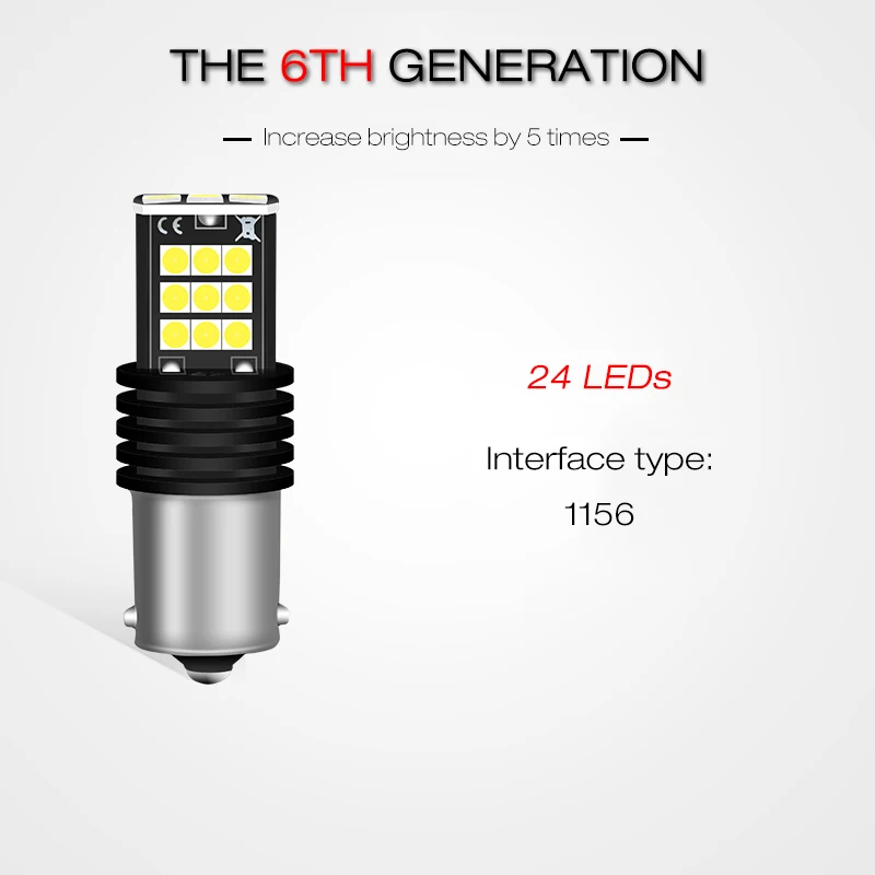 LDRIVE 2 шт. T15 W16W T20 1156 светодиодный обратный лампочки Canbus 3030SMD Выделите светодиодный резервный Подсветка лампа стробовспышки DC12-16V - Испускаемый цвет: 6th Gen-1156 Socket
