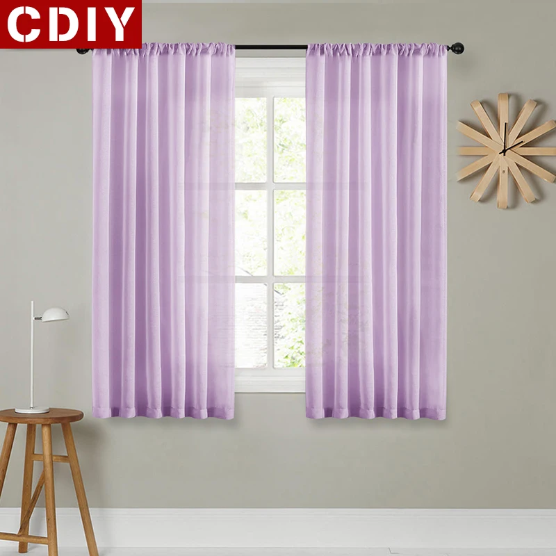 Соревнование CDIY Короткие шторы для Кухня однотонная вуаль шторы для Гостиная современный Спальня занавески скрининг окна шторы Декор
