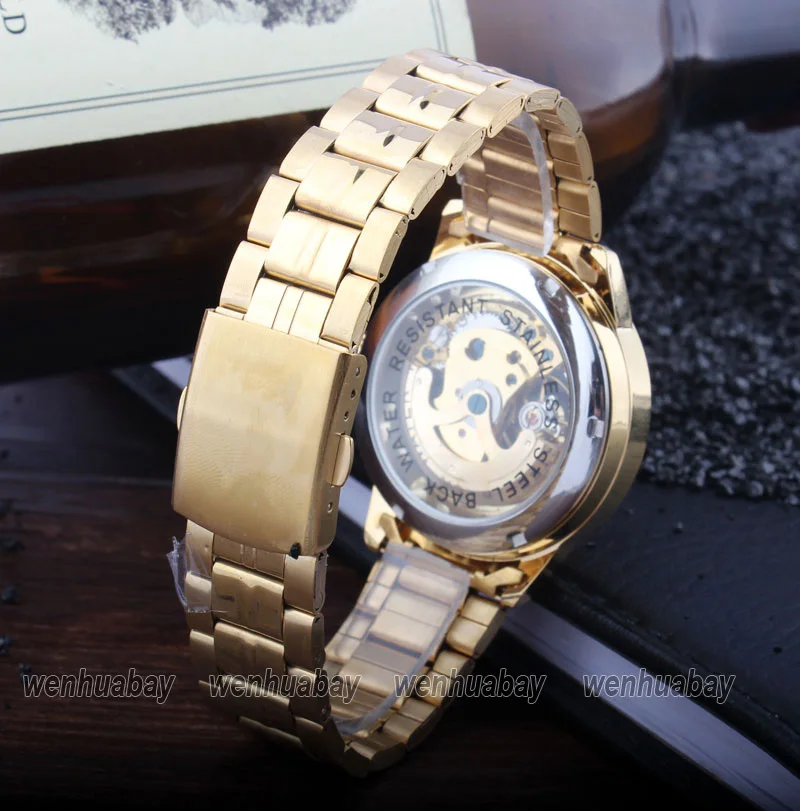 Часы наручные автоматические механические с автоподзаводом и скелетом из