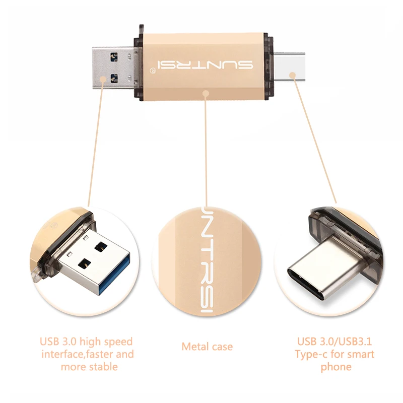 Suntrsi USB флеш накопитель 3 0 OTG Type C 64 ГБ 32 16 8 флешка индивидуальный принт логотип
