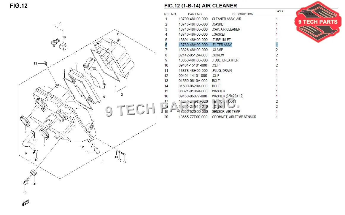 Воздушный фильтр для мотоцикла GW250 INAZUMA 250 OEM Качество GW бумажный сердечник 13780 48H00