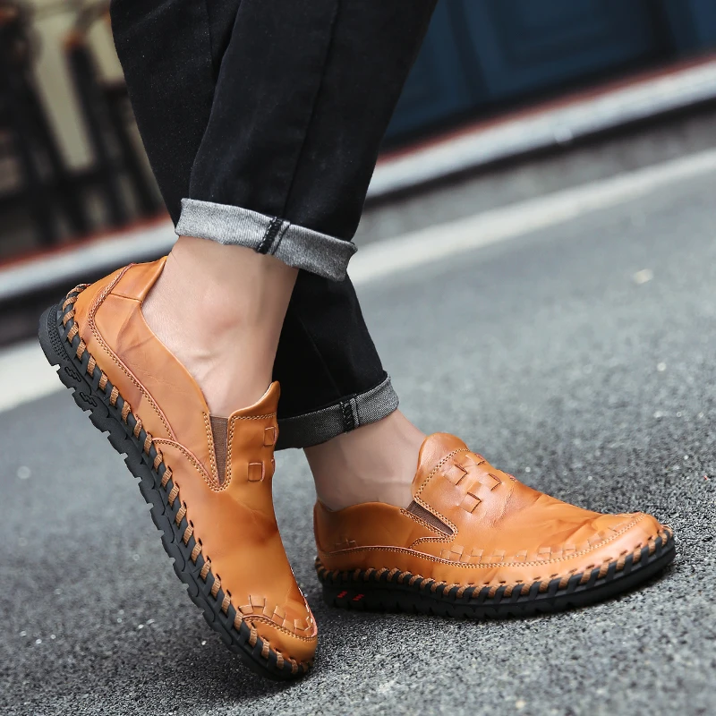 Туфли мужские из натуральной кожи итальянские брендовые без застежки Роскошные