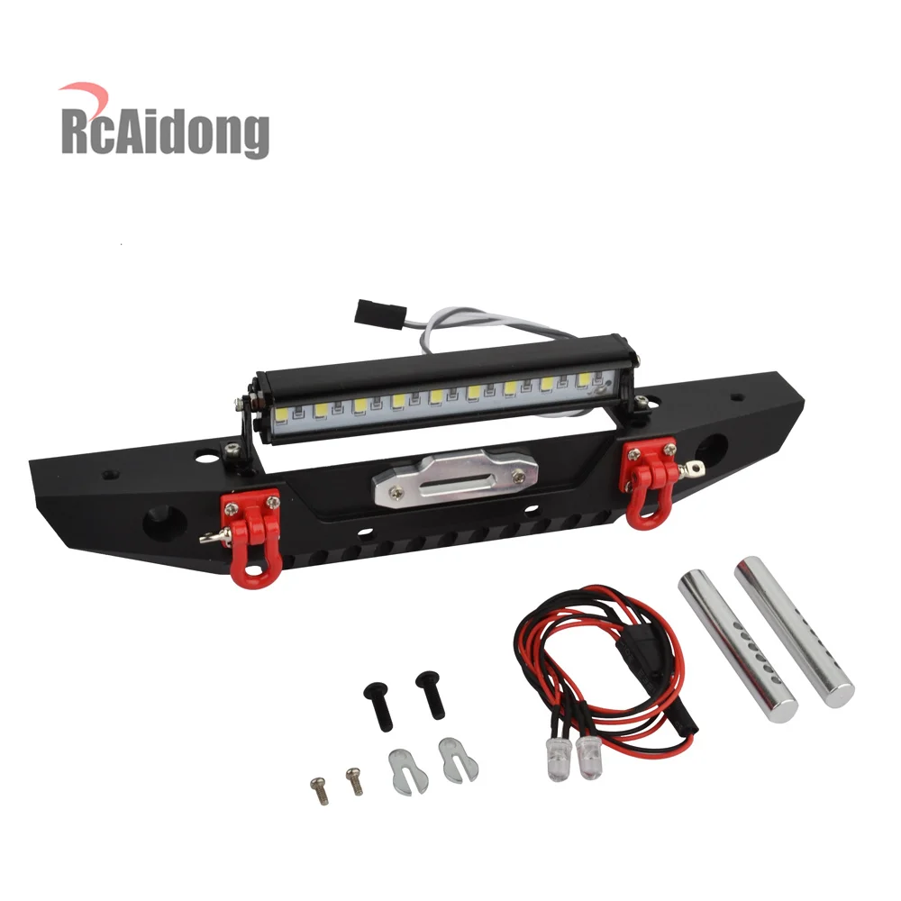 RC металлический передний бампер и светодиодный светильник для Traxxas TRX4 осевой Scx10