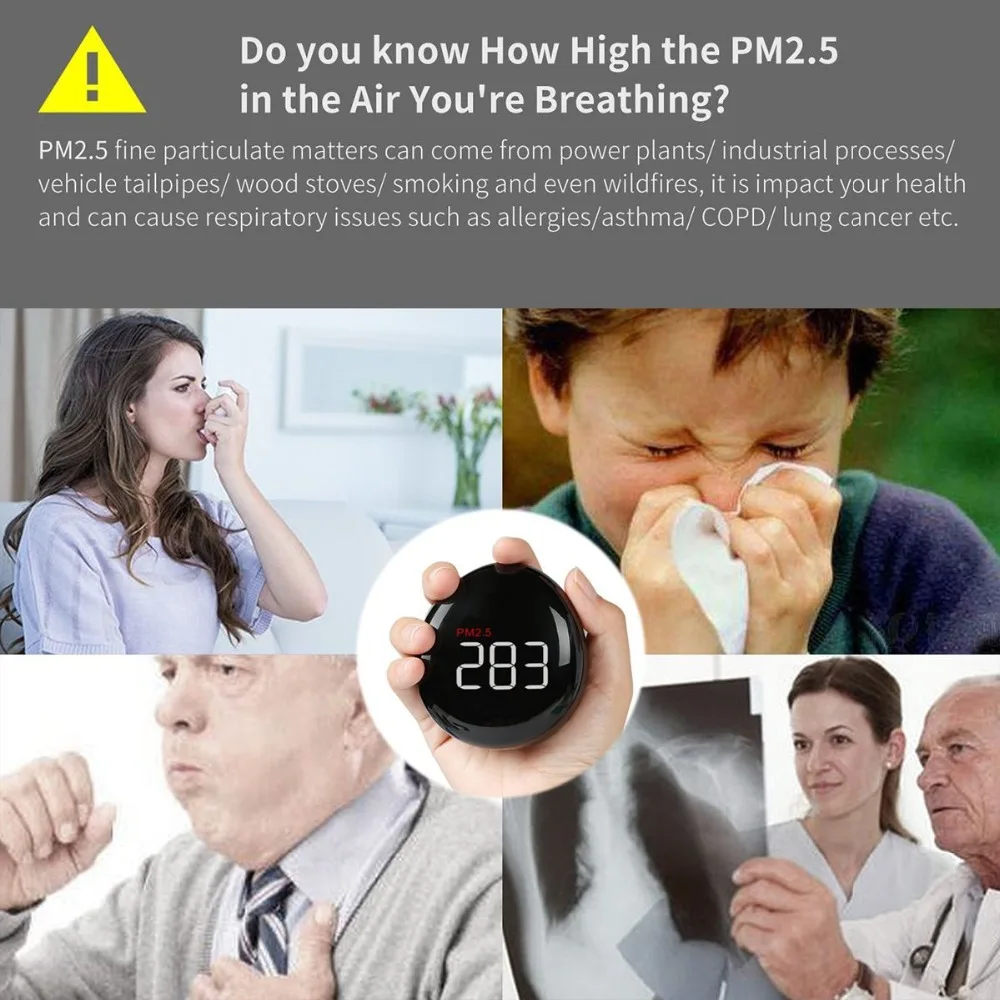 Портативный зарядка через usb PM2.5 лазерный детектор Air Quality мониторы индекс