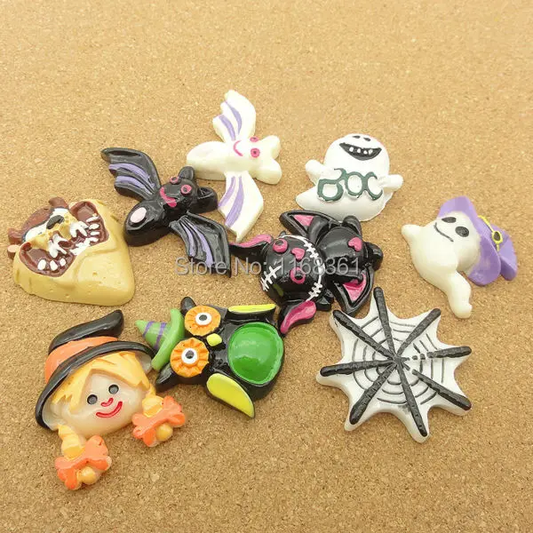 5 шт./Лот резиновые плоские наклейки для Хэллоуина летучая мышь Сова паук призрак