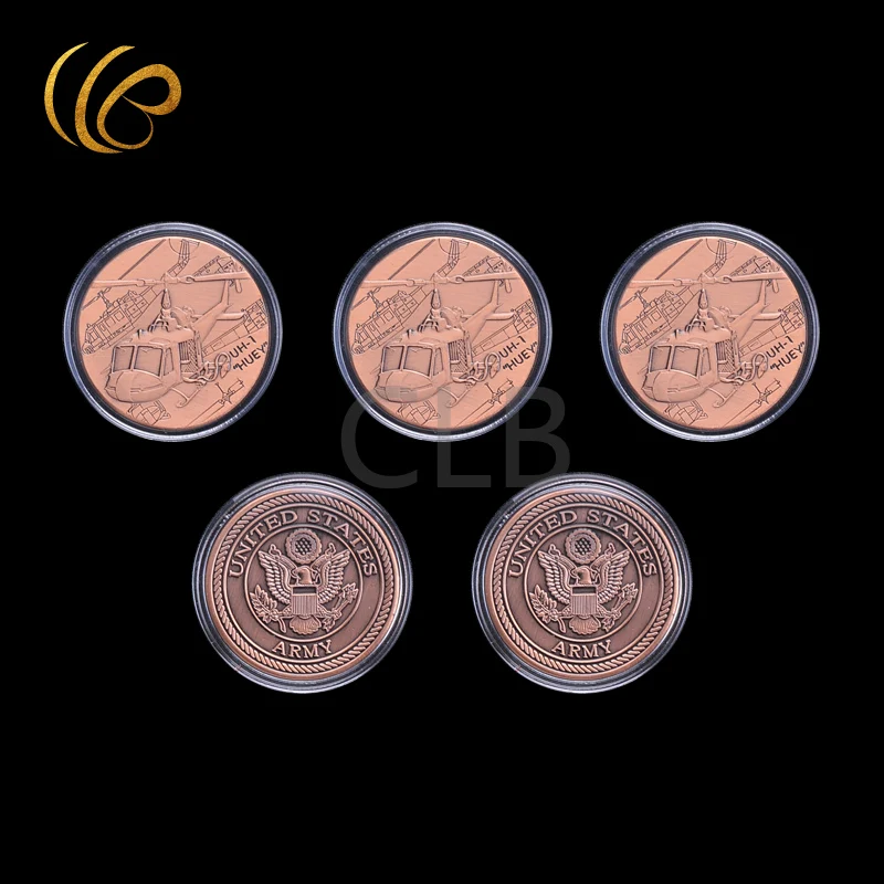 Оптовая продажа армии США бронзовая монета UH 1 Хьюи назад дизайн поддельные