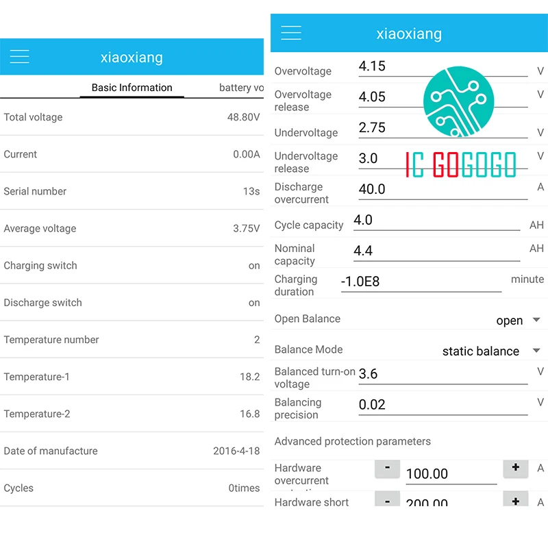 Плата защиты литиевой батареи 20S 3 2 В Lifepo4 Bluetooth UART 485 монитор компьютера 60 в умный