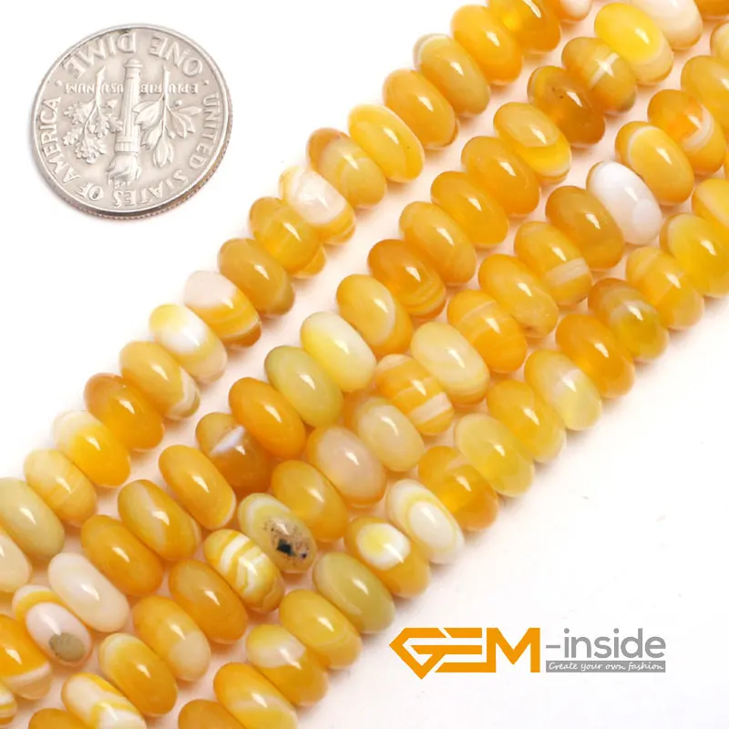 Круглые бусины из желтого агата 4 х8 мм натурального камня незакрепленные для