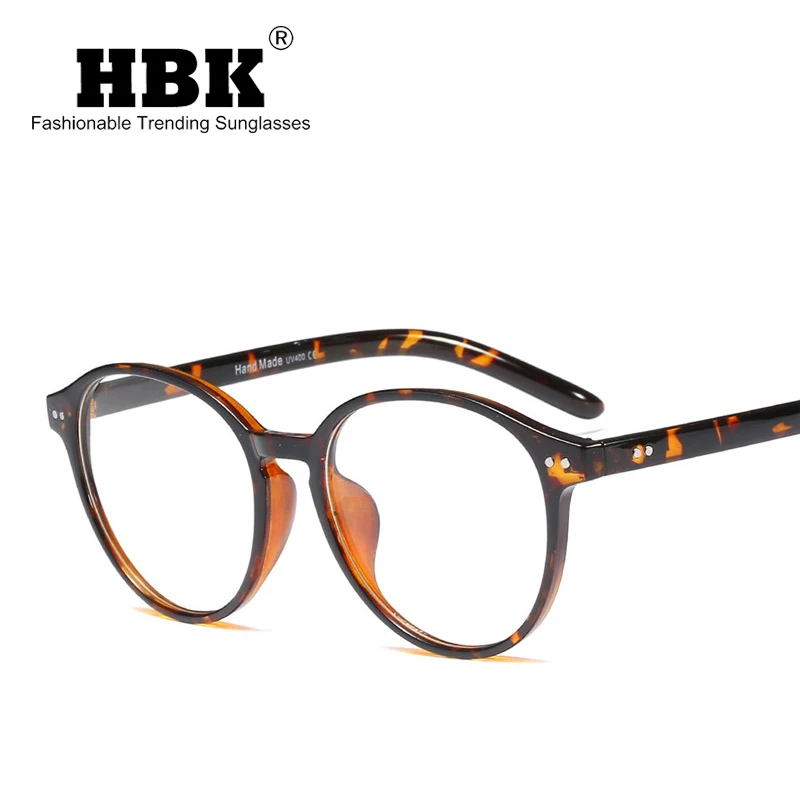 C2leopard.clear HBK круглые кошачьи глаза очки с заклепками оправа для мужчин и женщин сексуальные оптические модные очки Близорукость Компьютерные очки фирменный дизайн очки - Цвет оправы: C2leopard.clear