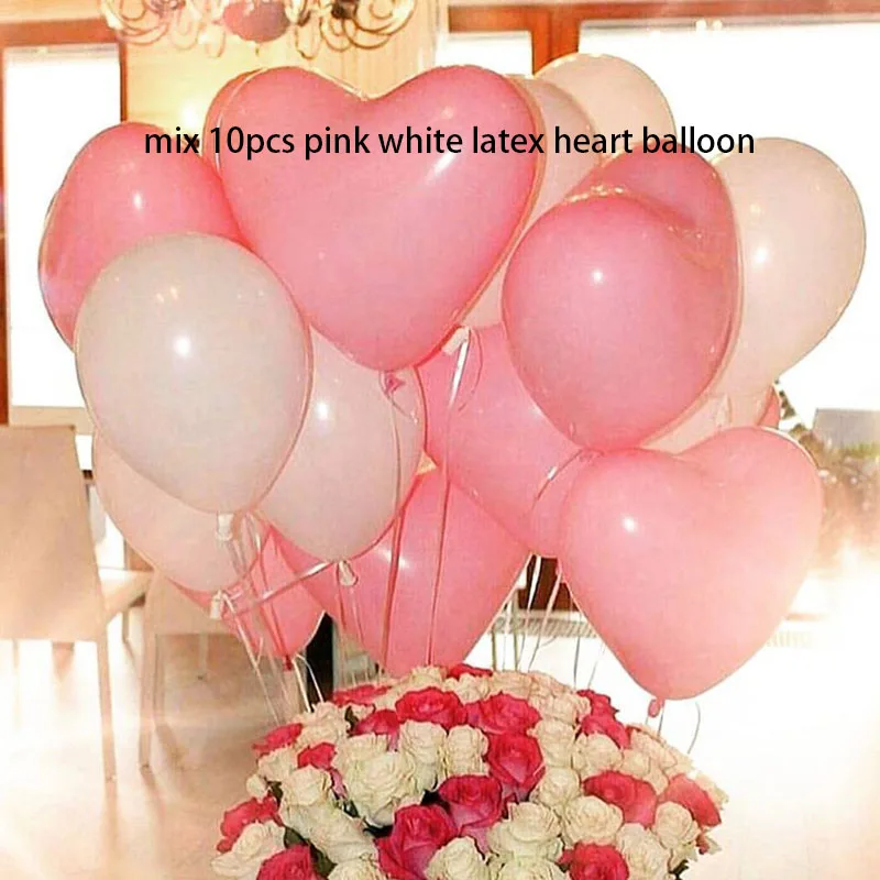 pink white 5 шт. 18 дюймов звезда розового золота сердце хромированные металлические шары Свадьба День Рождения Декор фольги шар Металл сердце гелиевый воздух шар - Цвет: pink white