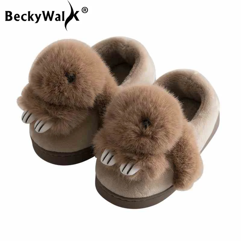 BeckyWalk/зимние детские тапочки с рисунком медведя для девочек домашняя детская