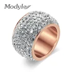 Кольца Стразы Modyle женские, ювелирные изделия из нержавеющей стали цвета розового золота с цирконом, бижутерия