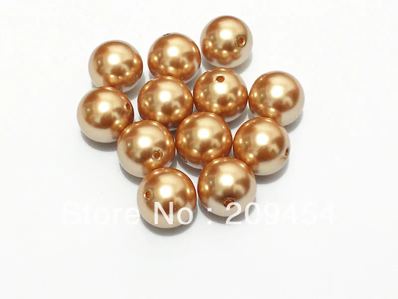 20mm 100pcs/lot Champagne-Gold Chunky Round Imitation Pearl Acrylic Loose Beads For Necklace Jewelry Making | Украшения и