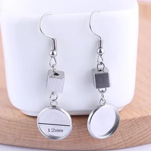 Onwear 5 пар, висячие серьги, соответствуют стандартам 12 мм, круглые оправы с кабошоном, сделай сам, крючки для ушей из нержавеющей стали, Ювелирная фурнитура