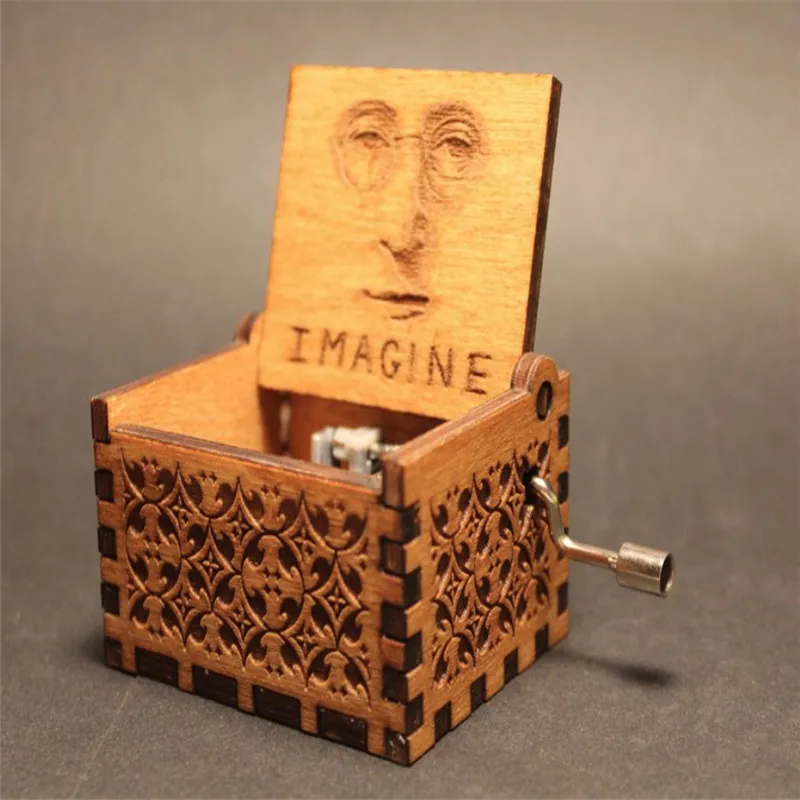 Анонимичность Джон Леннон деревянная рукоятка Imagine Dragon музыкальная шкатулка Imagine Тема деревянная музыкальная шкатулка