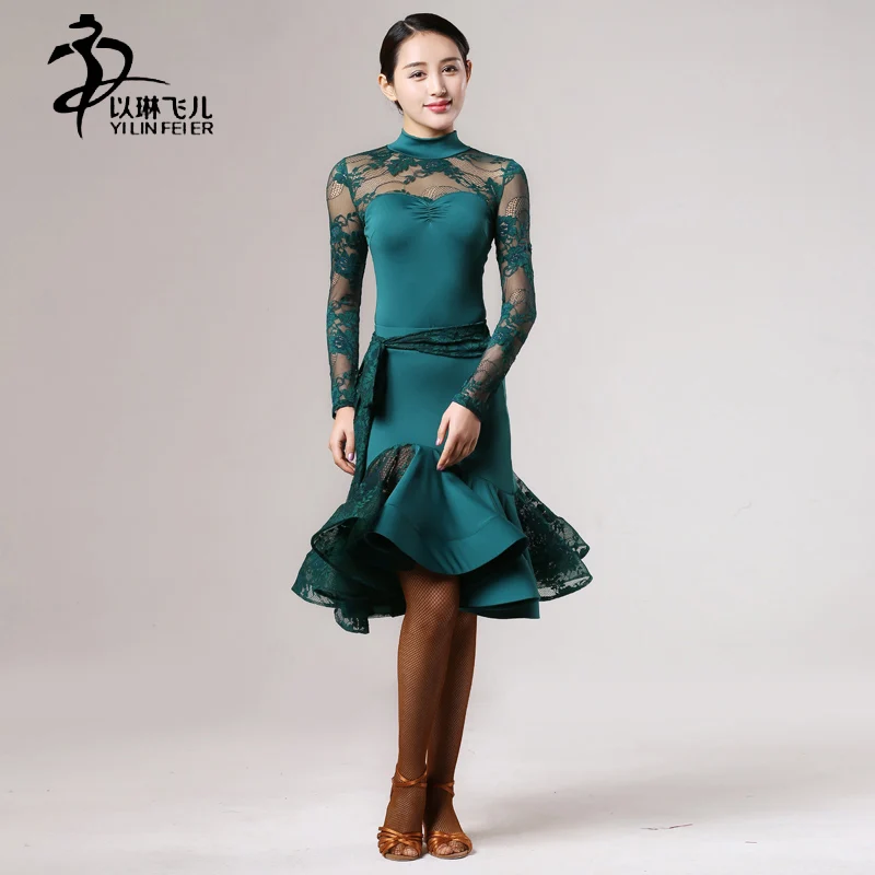 Новый Костюмы для латиноамериканских танцев Salsa ча-ча танго бальных платье топ и