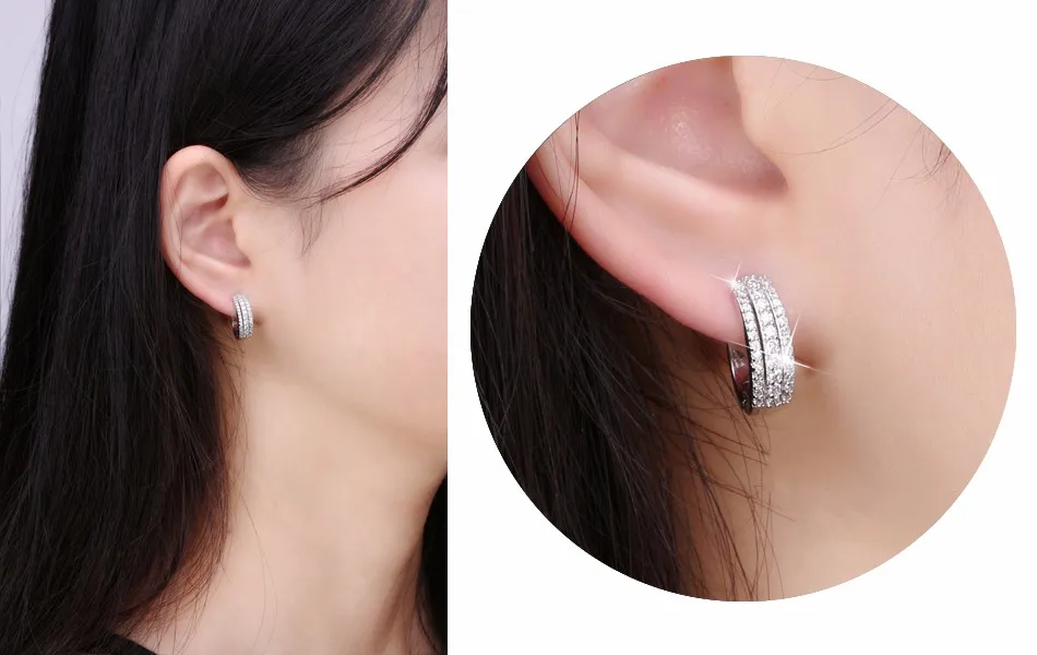 ORSA JEWELS винтажные женские круглые серьги с 3 рядами блестящих австрийских фианитов роскошные круглые серьги-кольца ювелирные изделия OE147