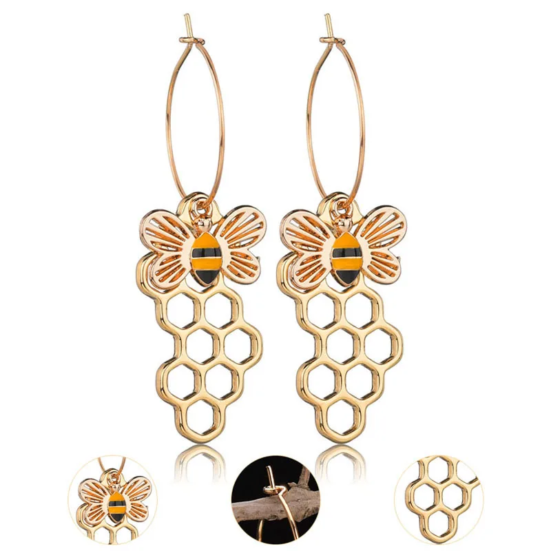 Модные простые милые серьги-кольца в виде пчелы для женщин изысканные серьги
