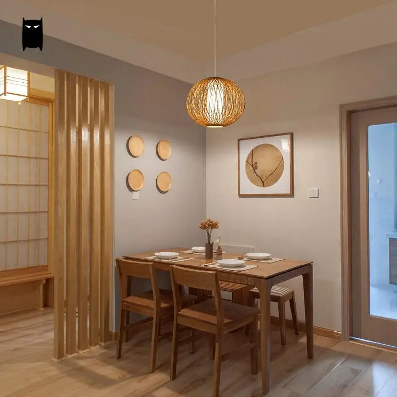 Бамбуковая плетеная ротанговая абажур Глобус шар подвесной светильник