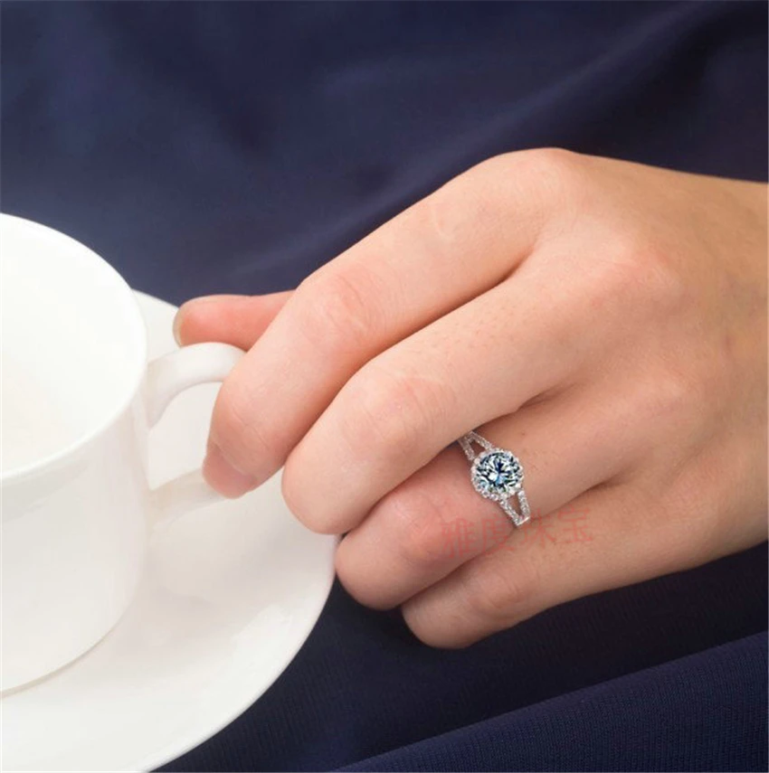 2CT имитировать diamond Обручение кольцо Популярные Лидер продаж белого золота Обложка Твердый стерлингового серебра Best подарок на год для девочки