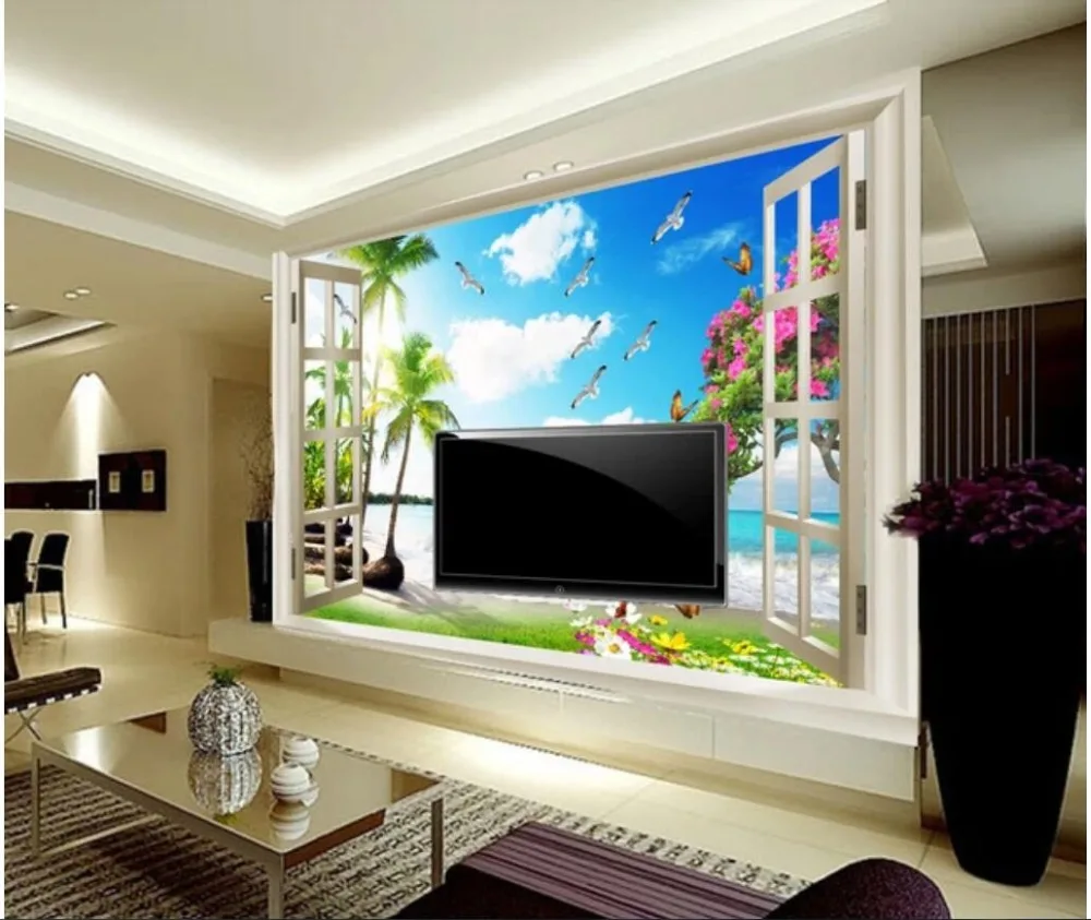 3d обои на заказ фотообои окно романтическое Коко пейзаж домашний декор фон для