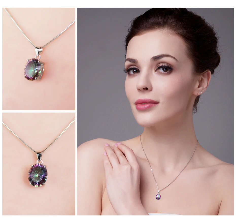 JewelryPalace 3.5ct Подлинная Радуга Своих Мистик Топаз Вогнутый Овальном Подвеска Solid
