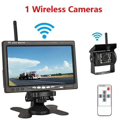 Monitor with 1 lens Jansite " TFT lcd беспроводной HD автомобильный монитор дисплей камера s камера заднего вида парковочная система для автомобиля заднего вида Мониторы поддержка автобуса - Цвет: Monitor with 1 lens