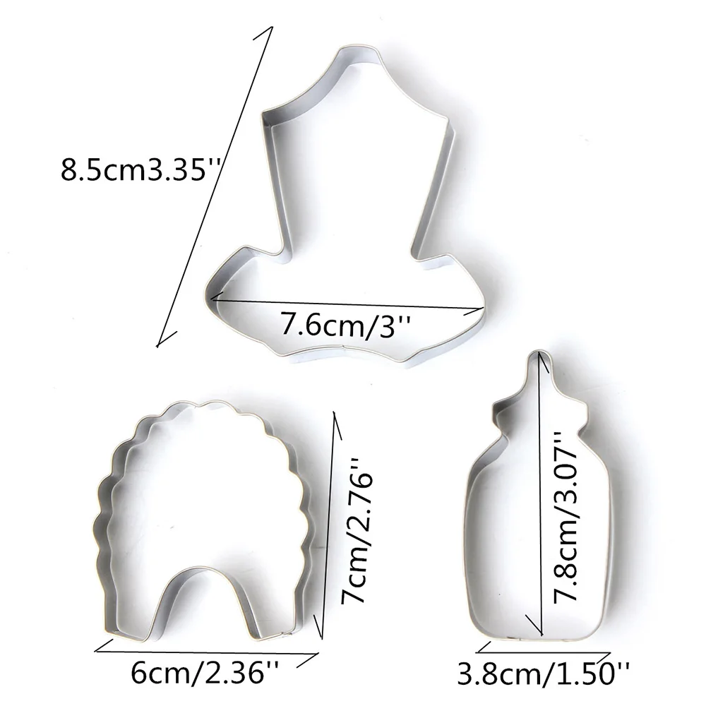 DIY Baby Shower Bottle Bib Shape Biscuit Cookie Chocolate Cutter Fondant Feeding Christmas Bottle Cake Mold Pastry Kitchen Tool