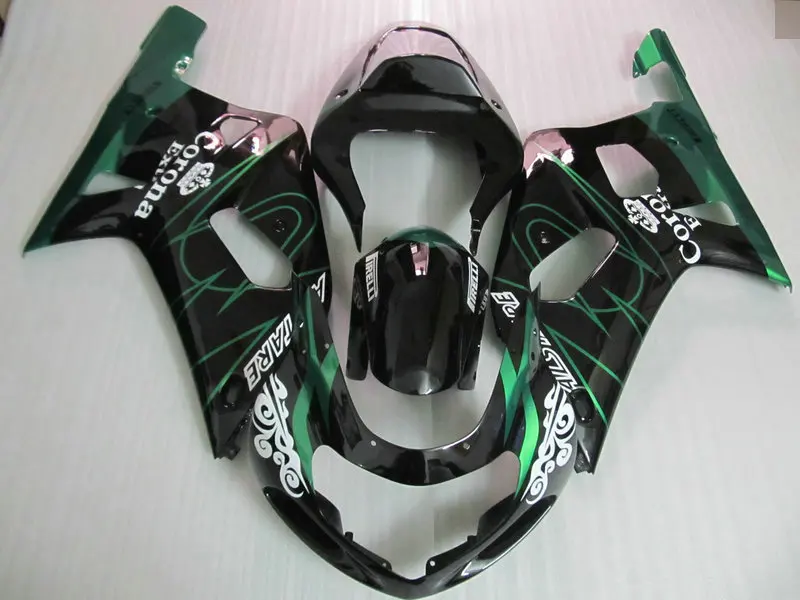 Обтекатель мотоцикла комплект для GSXR600 750 K1 01 02 03 GSXR 600 GSXR750 2001 2002 2003 ABS зелено черные
