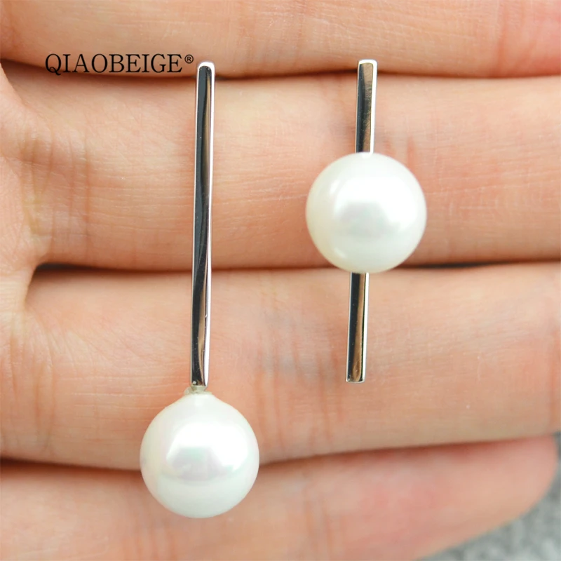 QIAOBEIGE серьги из пресноводного жемчуга серебро 925 пробы жемчужное крепление для