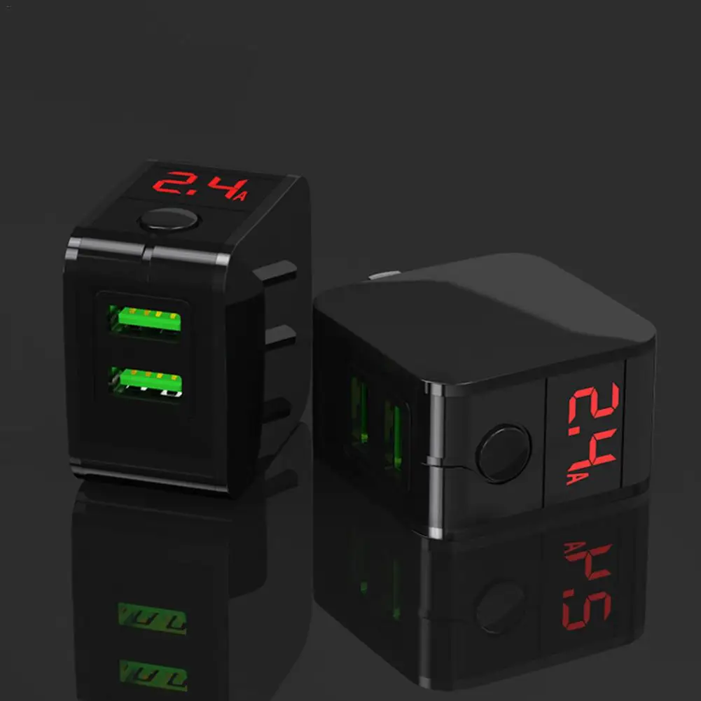 Зарядное устройство с 2USB разъемами 5V2.4A VDE светодиодный дисплей быстрой зарядкой
