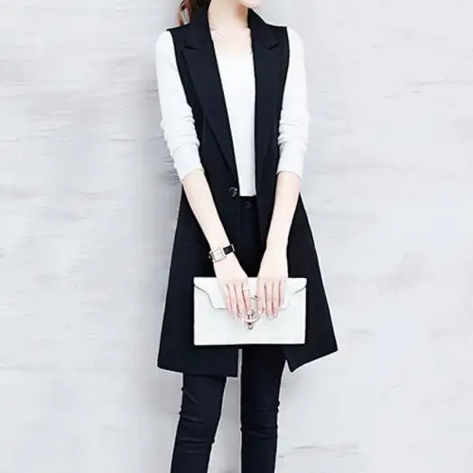 Элегантный костюм жилет женский Осень Лето без рукавов Длинный Colete плюс размер 3XL