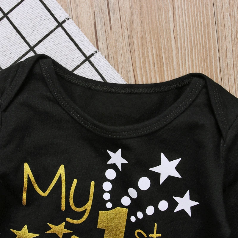 2018 My First New Years 3Pcs Sets Newborn Baby Girl Boys Clothes Letter Rompers+Pants+Hat Infants Kids Outfits Set DS15 | Детская одежда