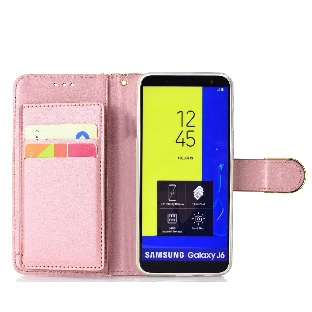 Роскошный 3D Блестящий кошелек из искусственной кожи со стразами для Samsung Galaxy J3 J4 J6