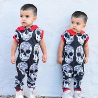 newborn infant baby boys cool clothes one pieces skull head hooded romper jumpsuit harem outfits