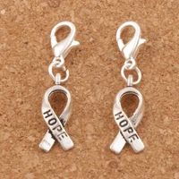 hope ribbon charms heart floating lobster clasps charm beads 7 6x33mm 30pcs zinc alloy c088