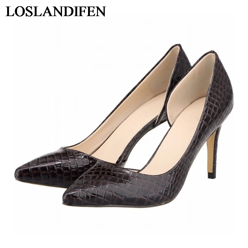 

2020 Hot Sale Rushed D'orsay & Two-piece Pu Leather Women Shoes High Heel Womens Embossed Leather Pumps NLK-C0056