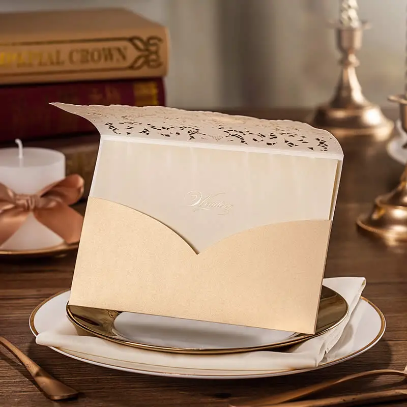 Персонализированные Флора Дизайн Свадебное приглашение золотой цвет|wedding invitation