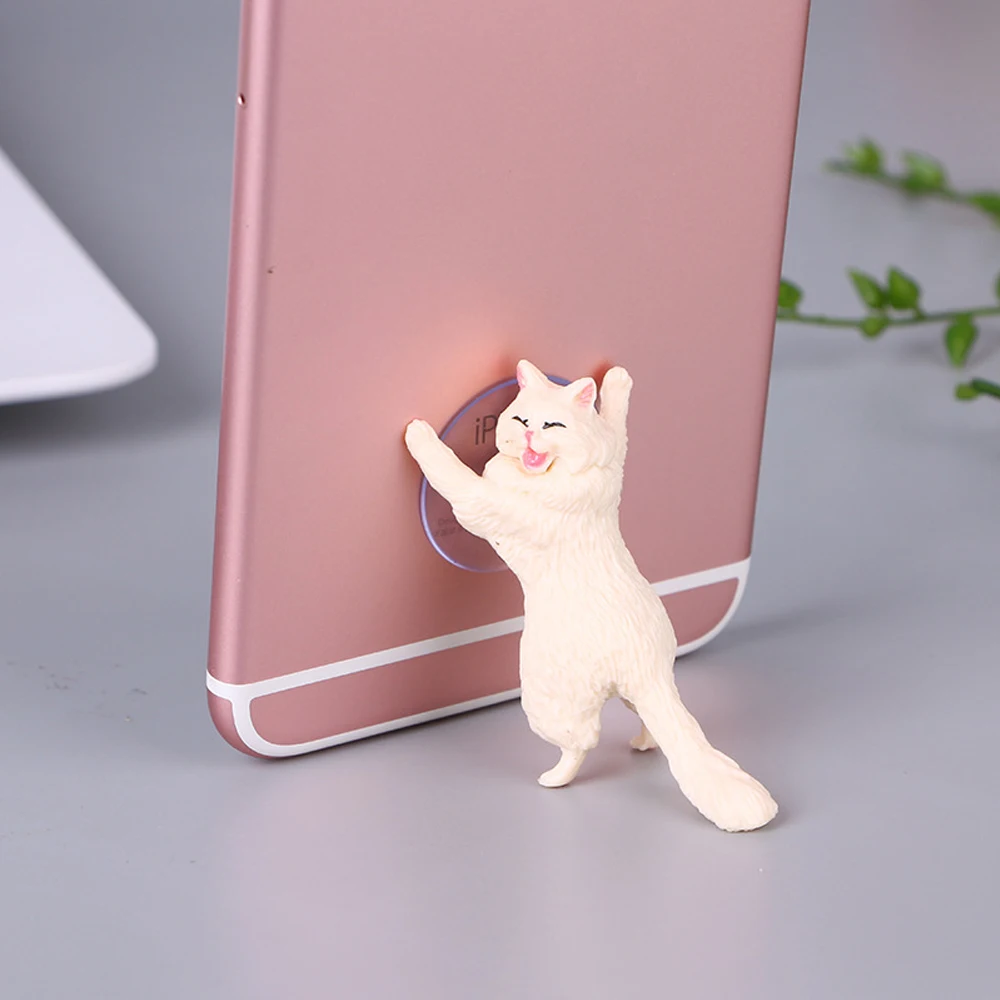 Белый ZLNHIV cat держатель для мобильного телефона подставка крепление поддержка аксессуары для iphone планшет сотовый телефон круглый держатель Смартфон стол - Цвет: Белый