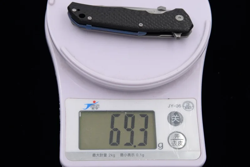 Online JUFULE TRE Serat Karbon Titanium M390 Bantalan Bola Lipat Berkemah Luar Ruangan Berburu Alat EDC Pisau Dapur