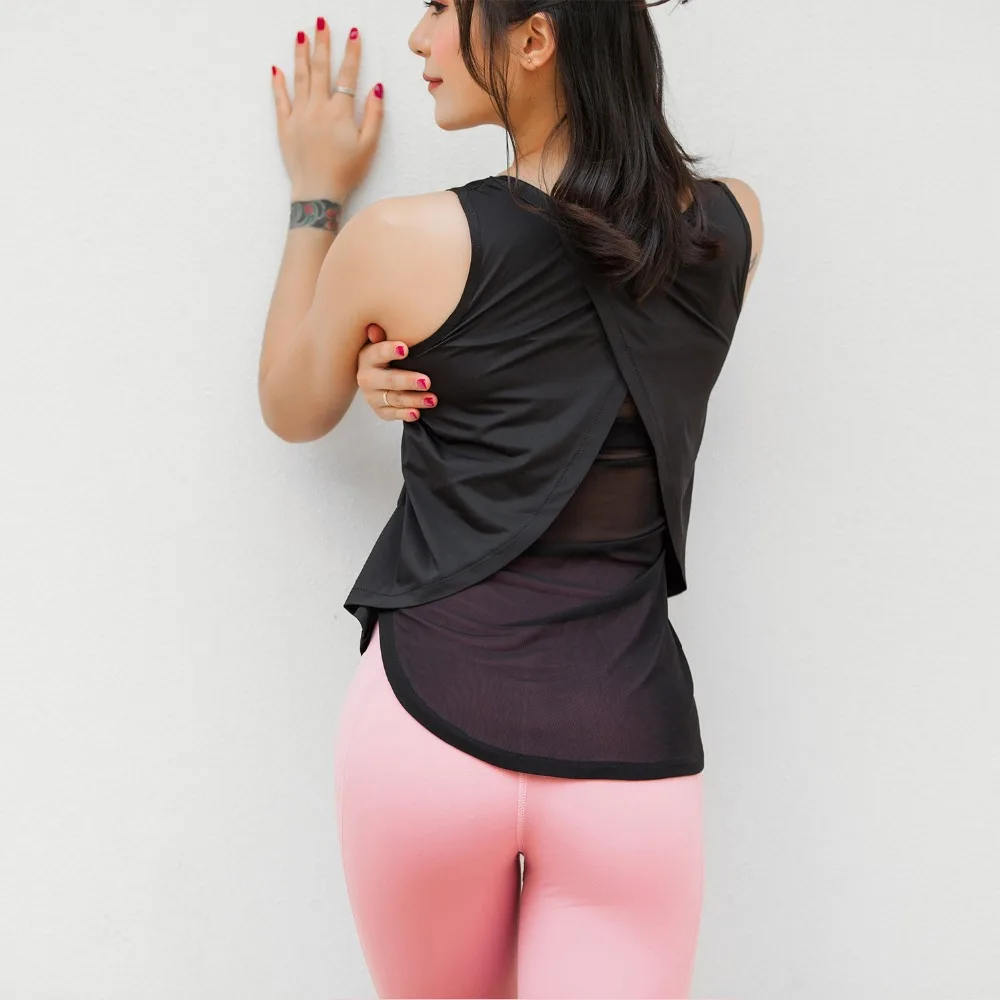 Женские рубашки для тренажерного зала топ с V-образным вырезом йоги сетчатый