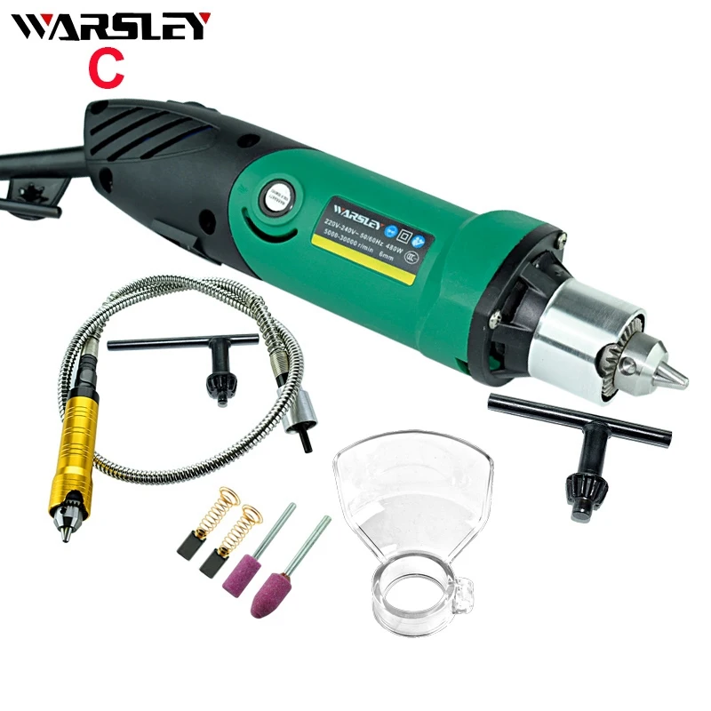 W086 Dremel Стиль 480 Вт Мини электрическая дрель гравер с 6 положениями переключателя Скорость поворотный гибкий вал и шлифовальные Мощность инструменты - Цвет: W086