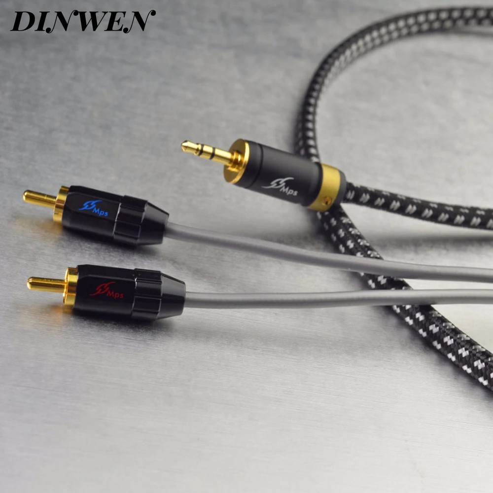 MPS X 7 3 5 мм на 2 RCA Leopard HiFi 99.9997% OCC 24K позолоченный штекер Lotus Plug Audio RAC Male AUX Кабель для