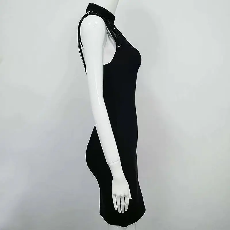 Женские летние модные пикантные выдалбливают черный Бандажное платье 2017