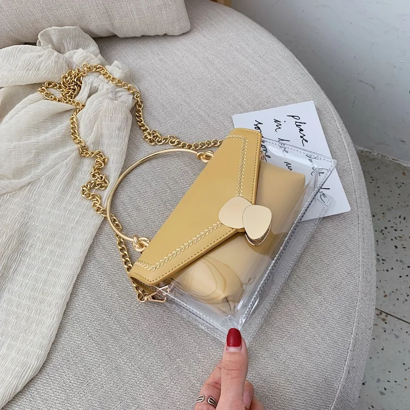 Прозрачная женская сумка 2019 новая волна Корейская версия сумочки с цепочкой